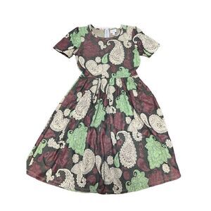 Lularoe Amelia Medium Earth tones paisley print earthy cream green muted